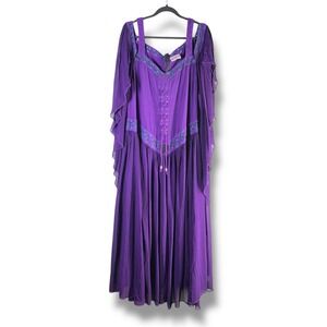Holy Clothing Womens Sz 3X Purple Acacia Maxi Lace Up Bodice Maxi Dress Cosplay